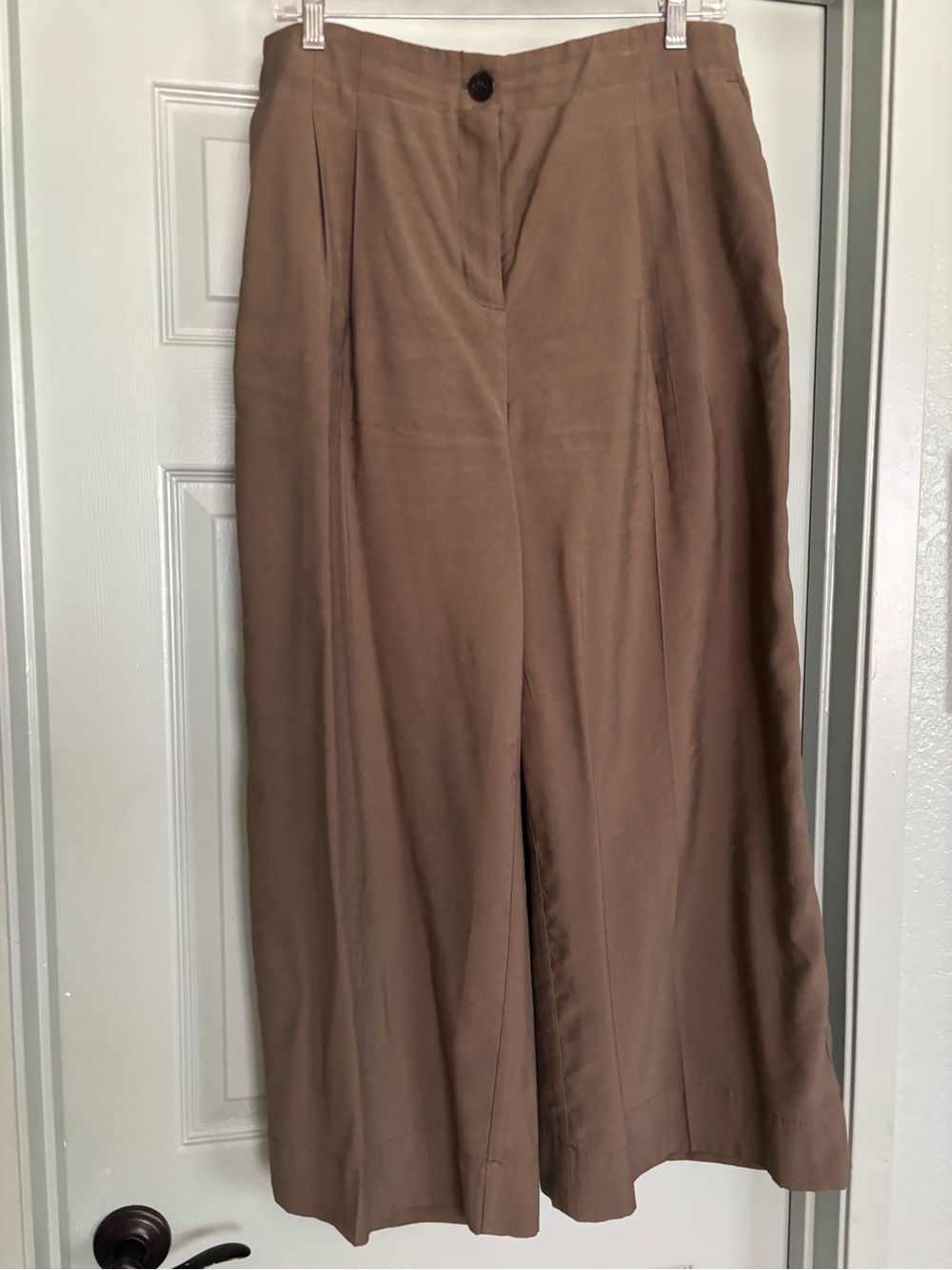 H&M Wide Leg High-Rise Trouser Pants in Brown Size 8